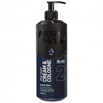 Hydratačný krém a kolínska 2v1 NISH MAN After shave Arctic blue 400 ml