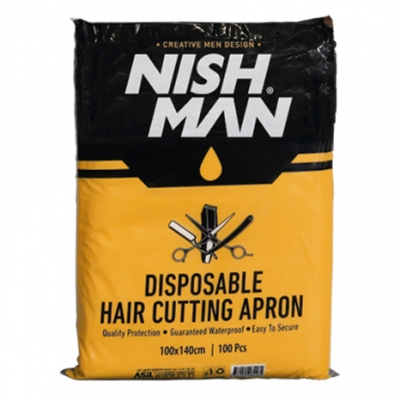 Jednorazové pláštenky NISH MAN Disposable hair cutting apron - 100 ks