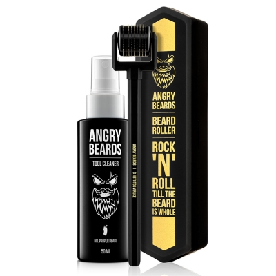 Náradie na rast fúzov ANGRY BEARDS Beard roller & Tool cleaner