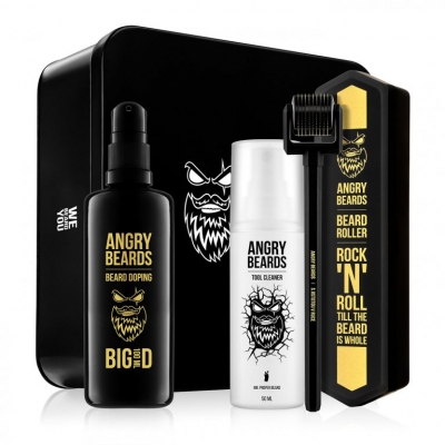 Set na rast brady a fúzov ANGRY BEARDS - Roller + Doping BIG D