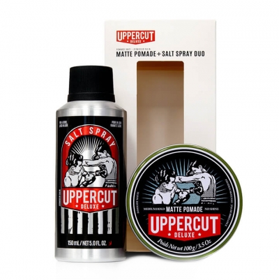 Výhodná sada UPPERCUT Deluxe Matná pomáda + Sea salt sprej