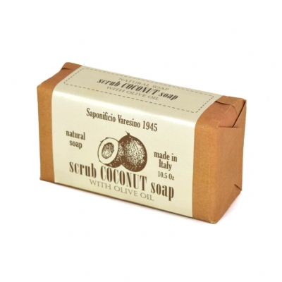 Tuhé peelingové mydlo s olivovým olejom SAPONIFICIO VARESINO Natural scrub soap Coconut 300 g