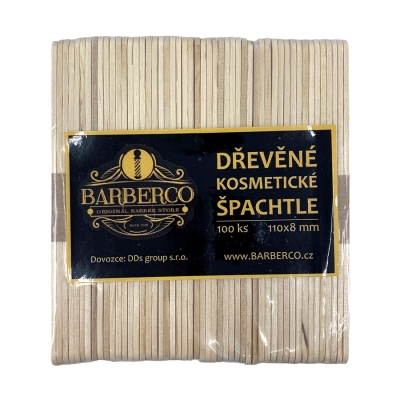 Drevené špachtle na nanášanie depilačného vosku BARBERCO 110x8 mm - 100 ks