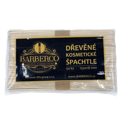 Drevené špachtle na nanášanie depilačného vosku BARBERCO 150x18 mm - 50 ks