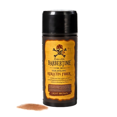 Púder na zakrytie rednúcich vlasov BARBERTIME Hair building keratin fiber 21 g - svetlo hnedý