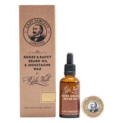 Darčeková sada oleja na bradu a vosku na fúzy CAPTAIN FAWCETT Ricki Hall's Booze and Baccy Oil & Wax gift set