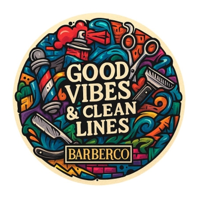 Barber samolepka BARBERCO Good vibes & clean lines
