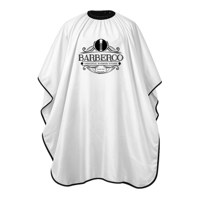 Elegantná barber pláštenka BARBERCO White cape - háčkové zapínanie