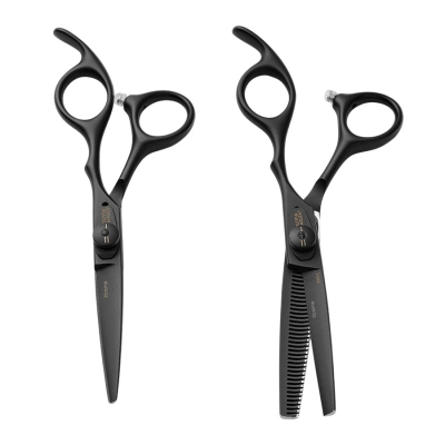 Set kaderníckych nožníc 5,75" a efilačných nožníc 6,35" OLIVIA GARDEN Xtreme Matt black