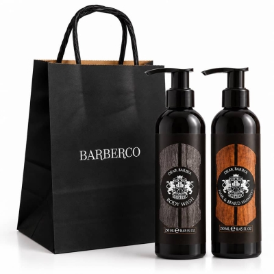 Darčeková sada sprchového gélu a šampónu pre mužov BARBERCO Presents The Shower Duo